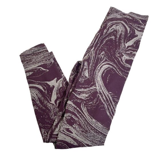 Athleta Womens Small Maroon Silver Metallic Marble Aurora Shine Tight Leggings - Picture 10 of 11